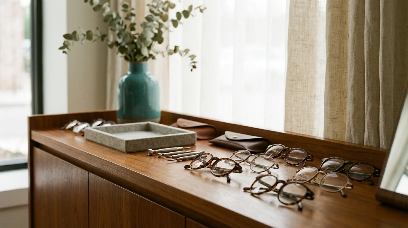 Boutique eye care workspace and optical tools