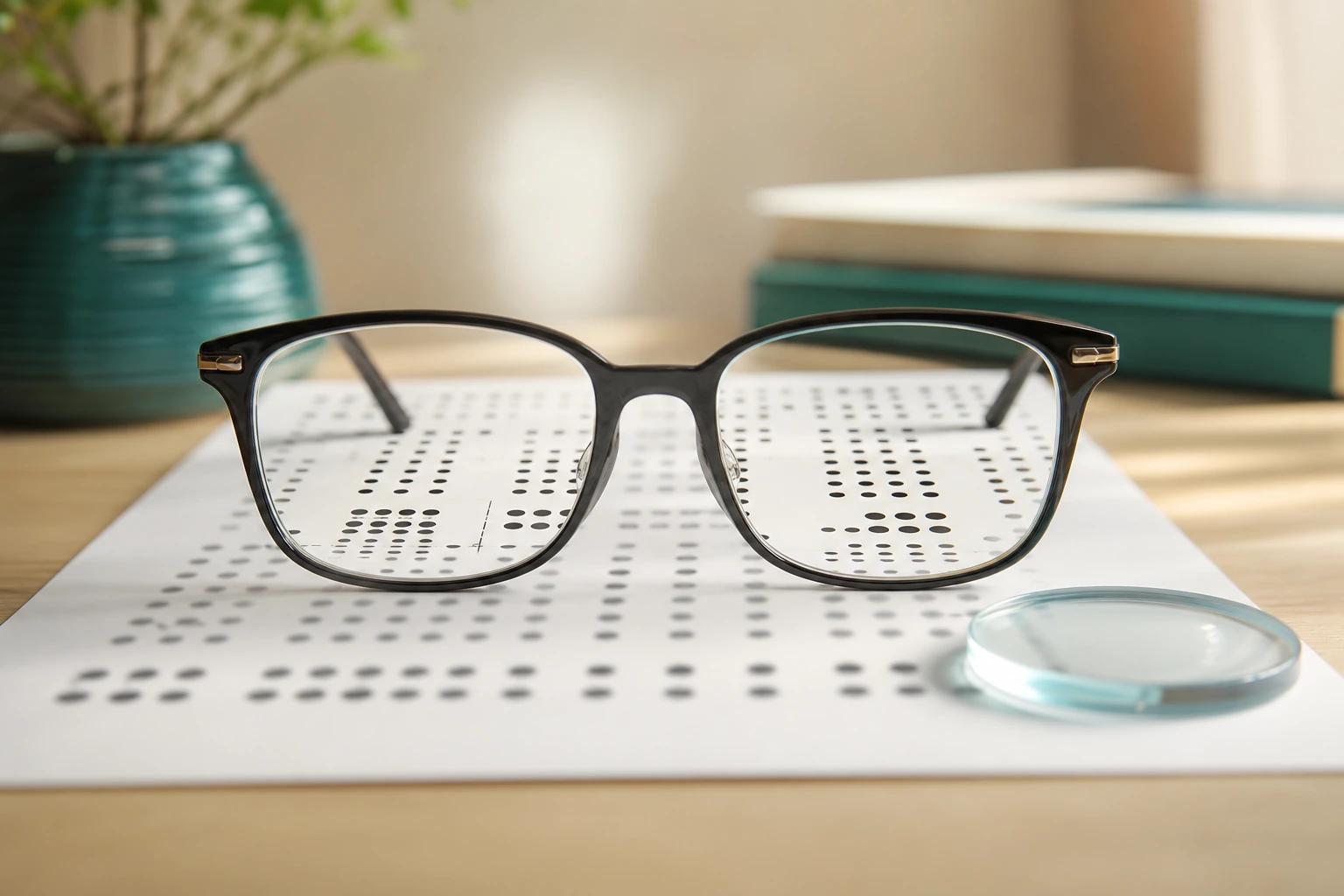Eyeglasses showing clearer focus to illustrate signs you may need glasses