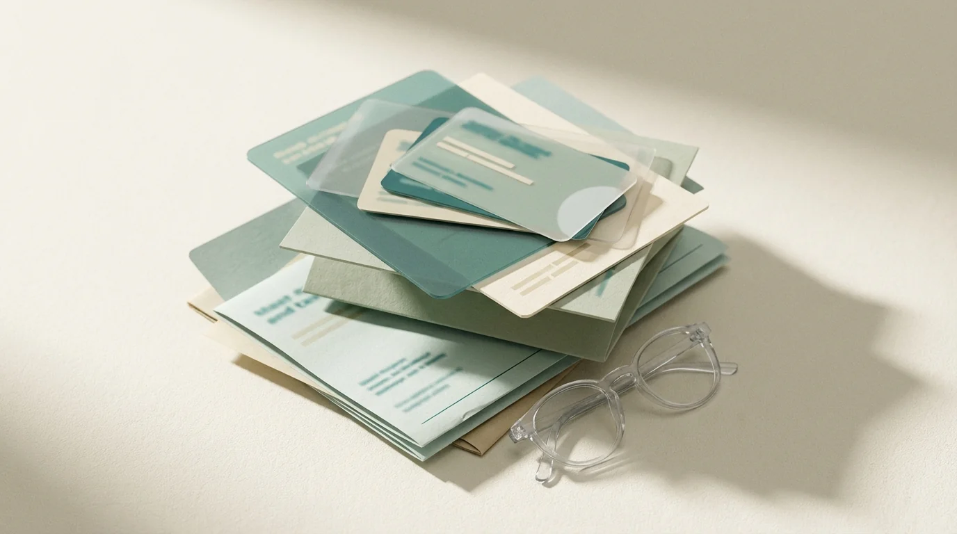 Vision insurance and billing concept with cards and documents