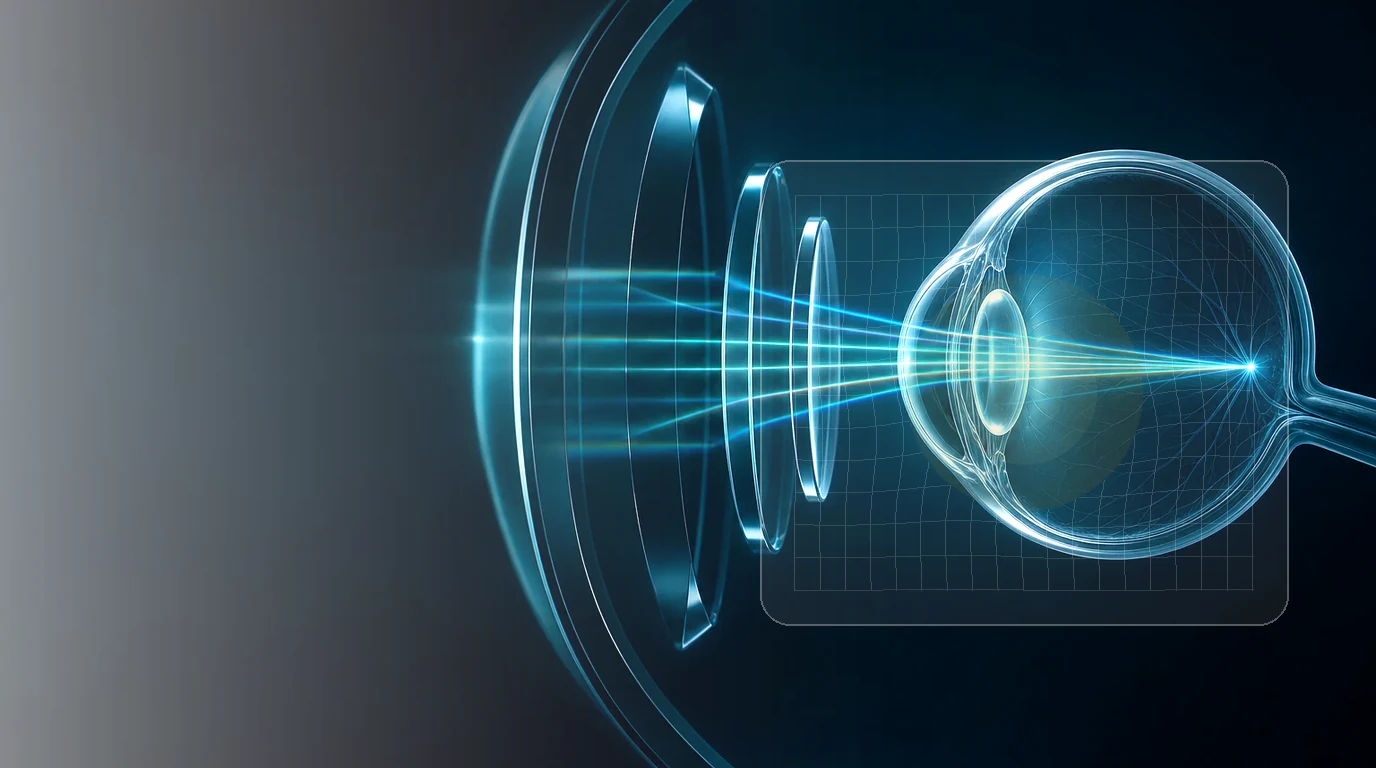 Abstract macular grid and lens refraction visual