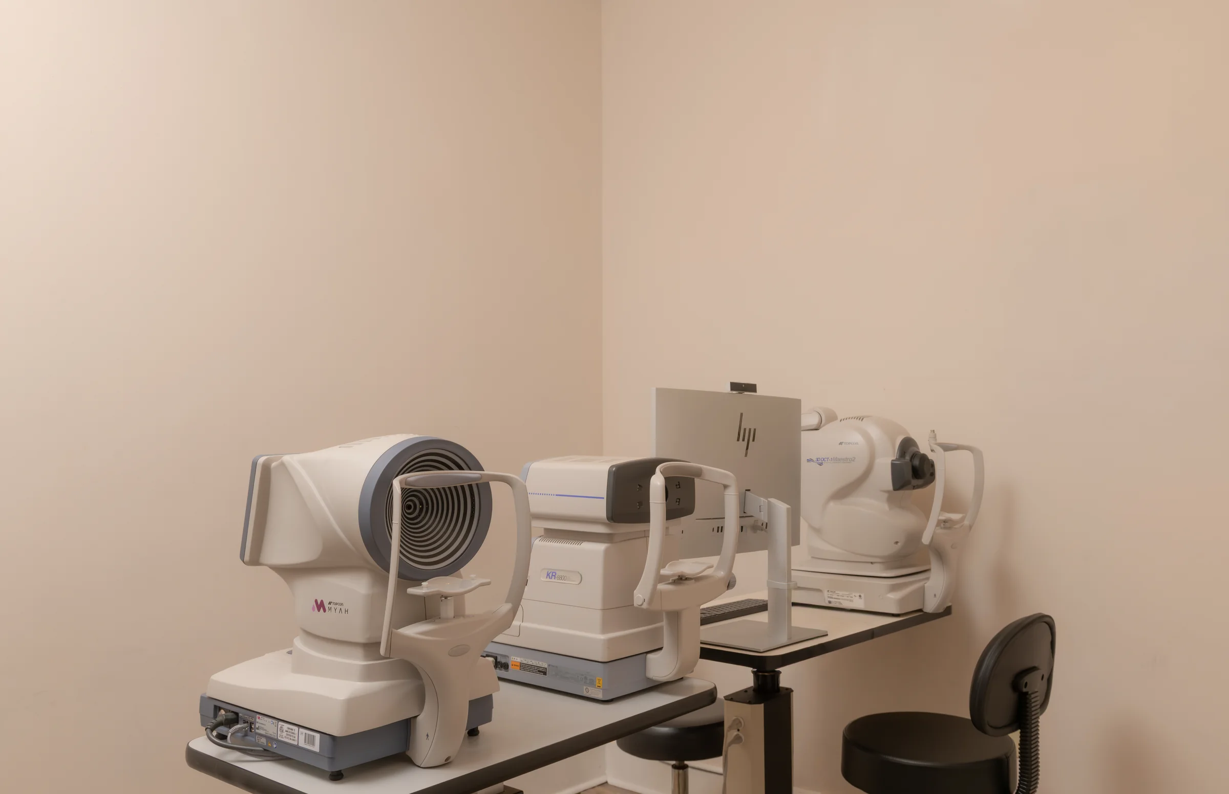 Optometric exam equipment in the exam area at the Classic Vision Care Kennesaw office