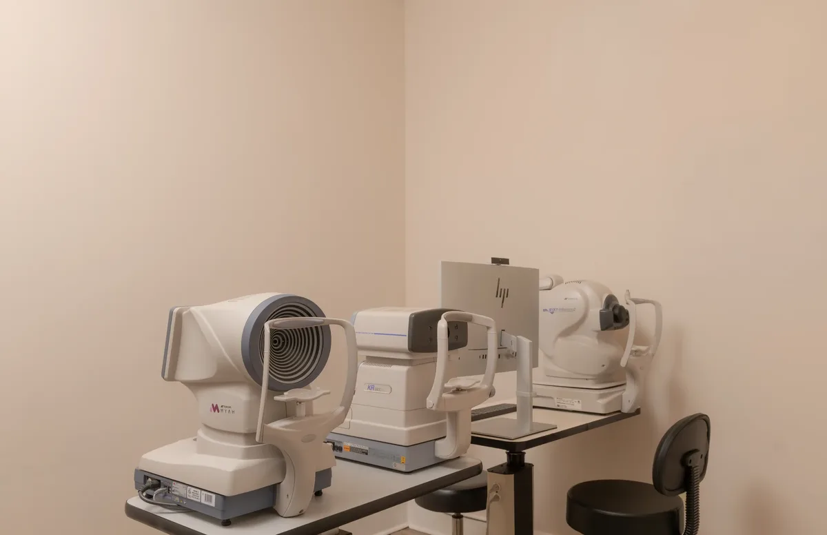 Pretesting room with Topcon MYAH and autorefractor at Classic Vision Care Kennesaw