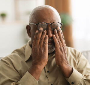 Elderly suffering from diabetic eye disease
